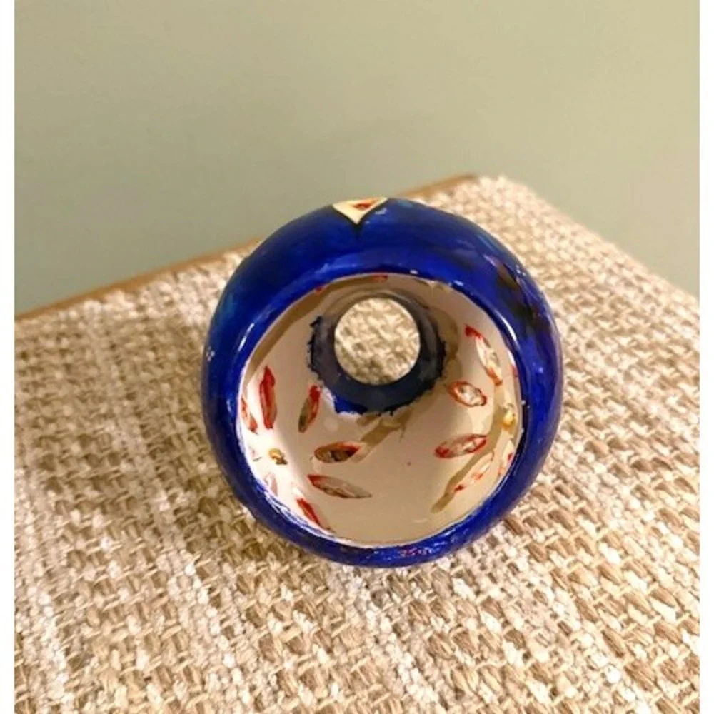 Talavera Mexican Pottery Luminaria HandCrafted Tealight Colorful Flower Cutouts